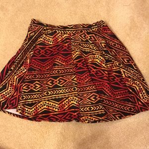 See You Monday Red Orange and Black Skater Skirt